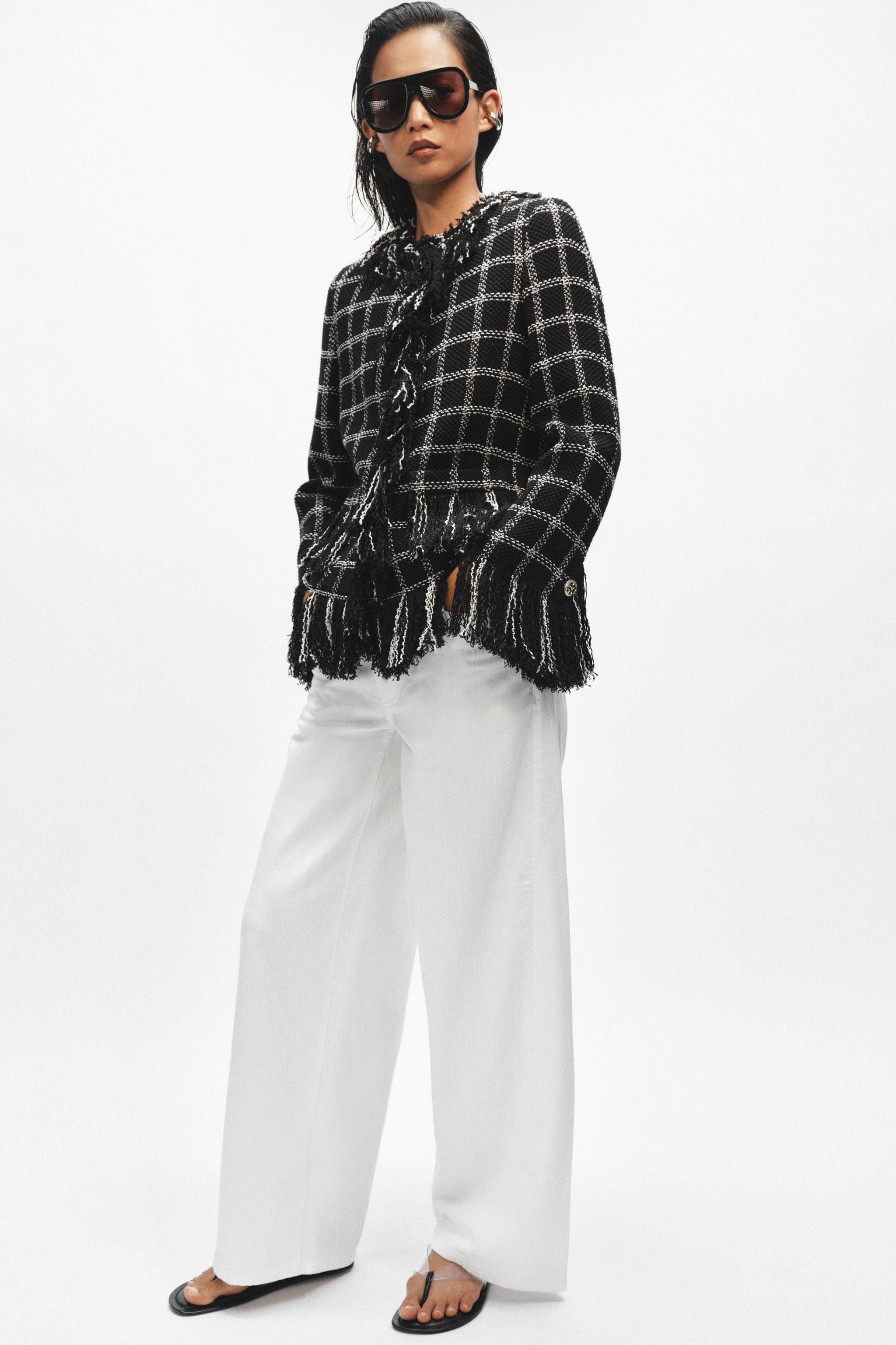 ZW COLLECTION FRINGED PLAID JACKET